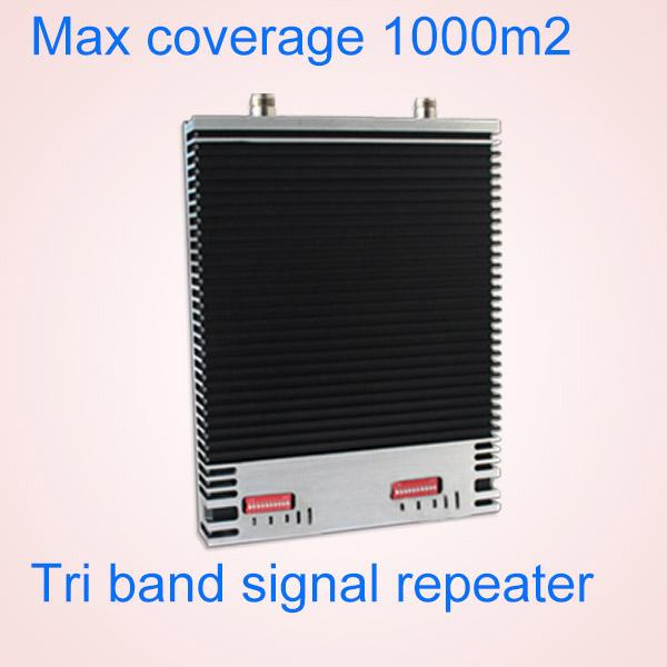 Coverage 1000m2 Tri band booster cell phone signal booster 900 1800 2100 mhz
